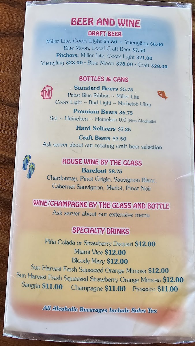 Doc's Beach House Menu - Image 1